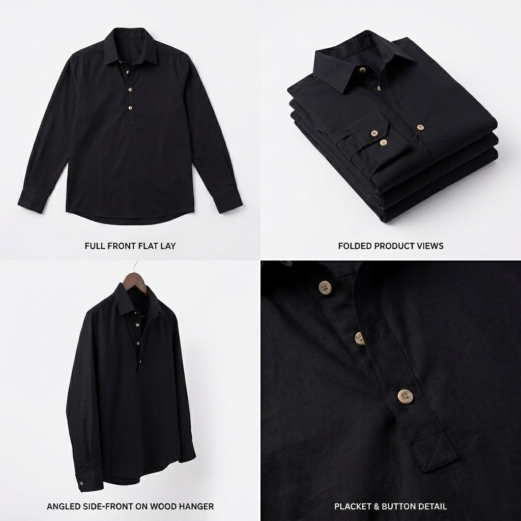 Pop over formal shirt (BLACK)